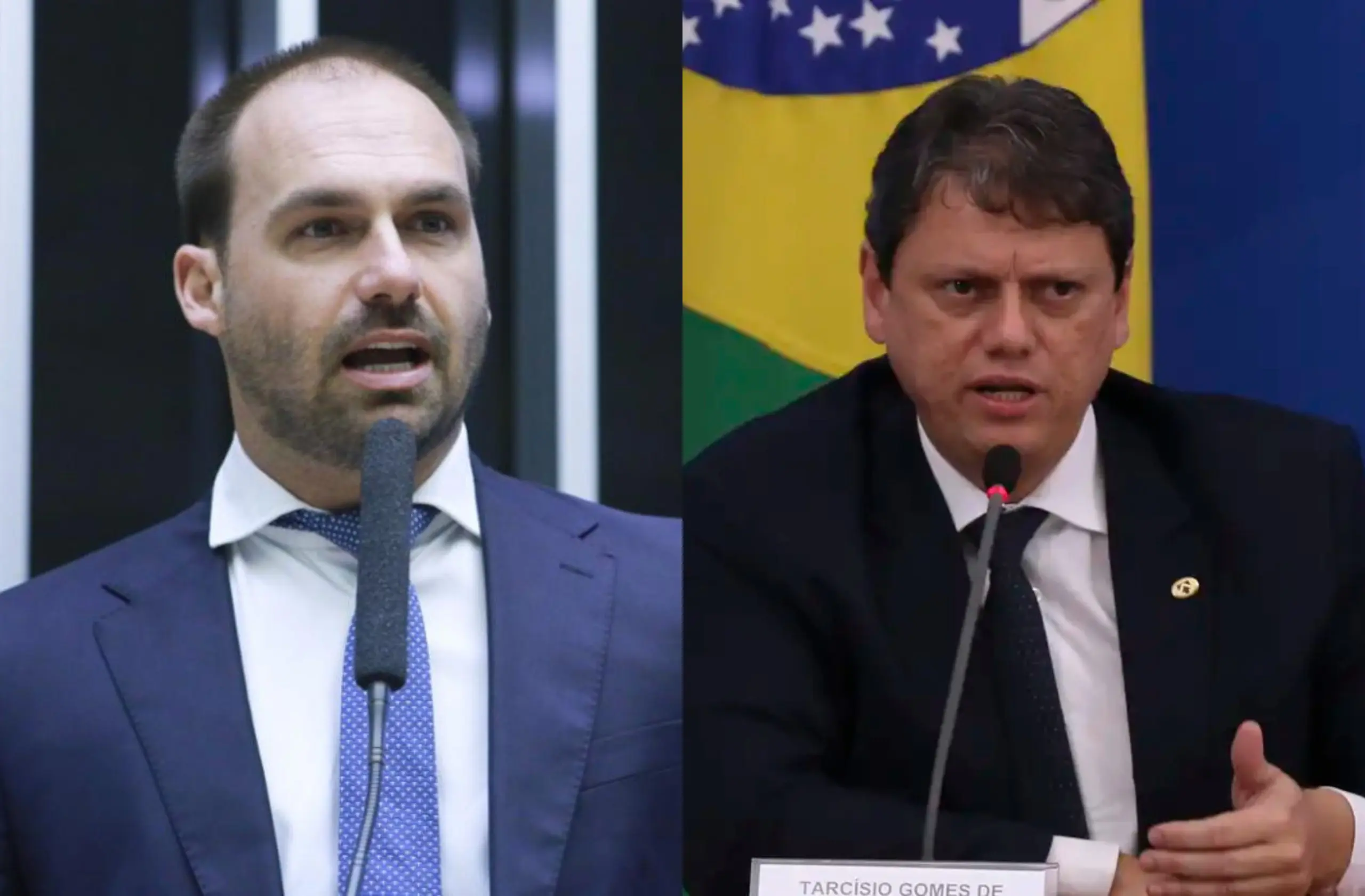 “Sempre esteve de braço cruzado”, diz Eduardo Bolsonaro sobre Tarcísio em mensagem enviada ao pai