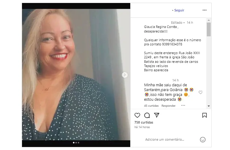 Mulher desaparece após viajar para conhecer namorado virtual