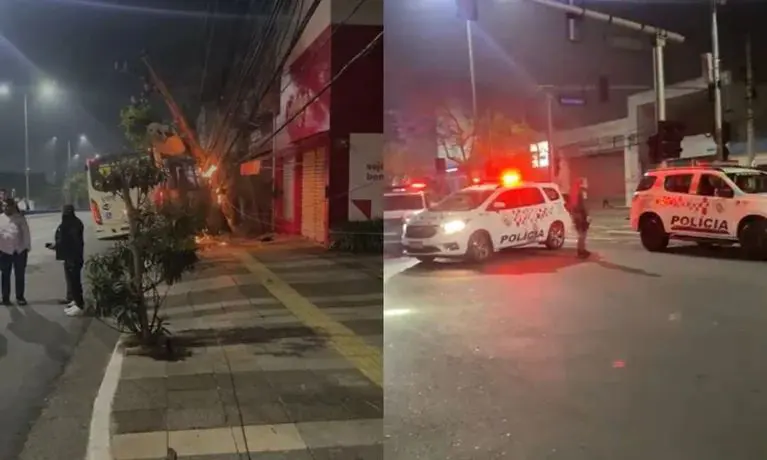 Motorista bêbado agride esposa e filha, bate em ônibus e causa explosão