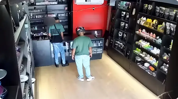 Funcionária grávida é agredida durante assalto em loja (Foto: Reprodução Câmera de Segurança)