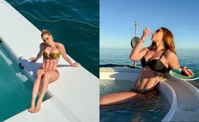 Virgínia exibe corpo escultural e chama atenção durante passeio de barco