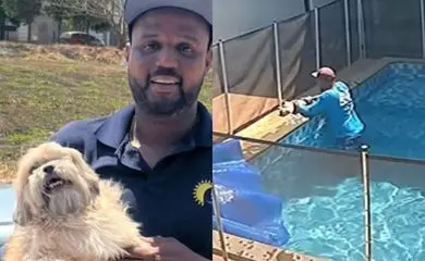 Resgate dramático: vídeo mostra piscineiro salvando cachorro de se afogar