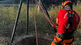 Cachorro cai em poço e é resgatado pelos bombeiros; veja o momento do resgate