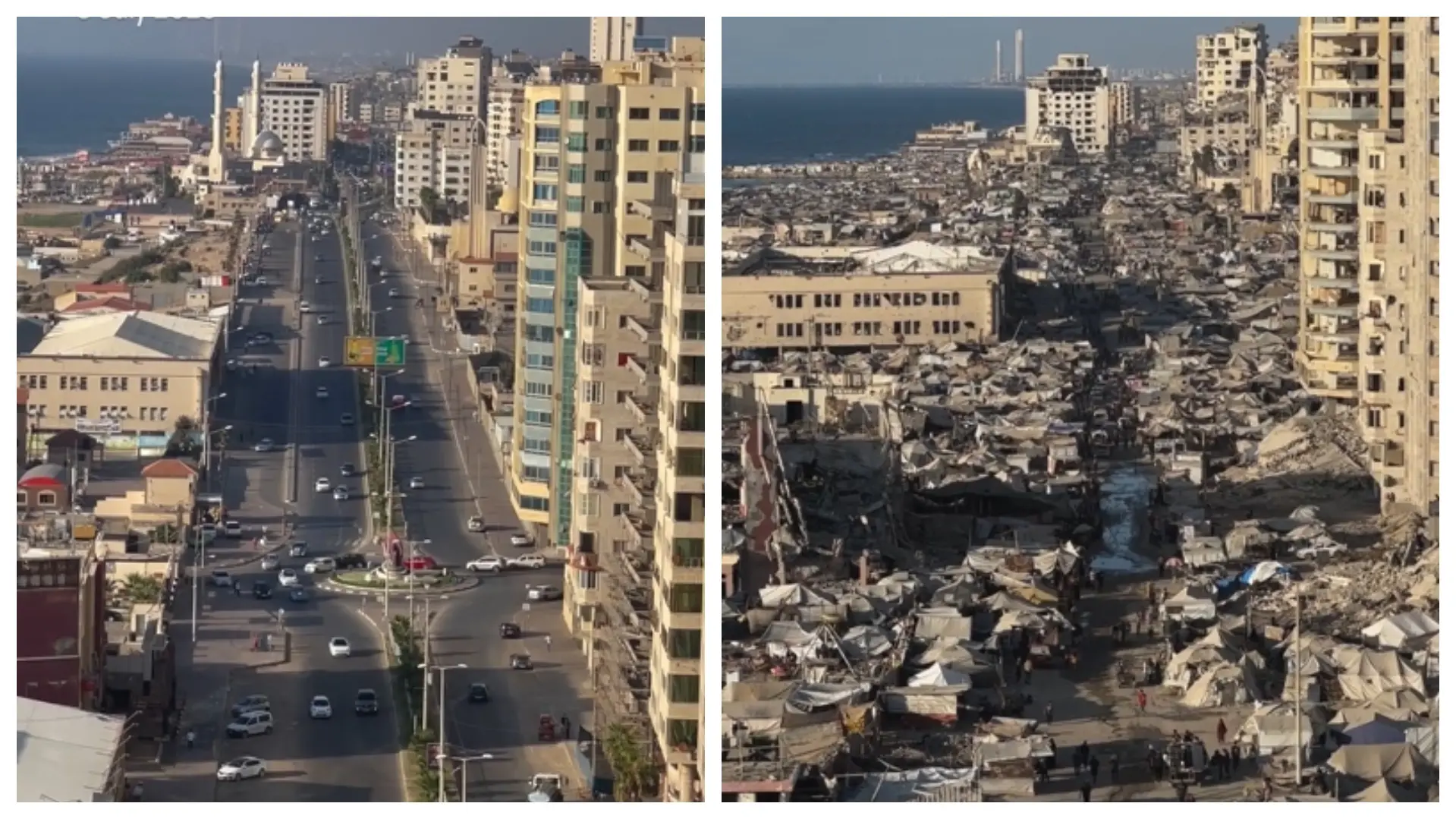 Imagens impressionam: ‘antes e depois’ revelam cenário de devastação em Gaza