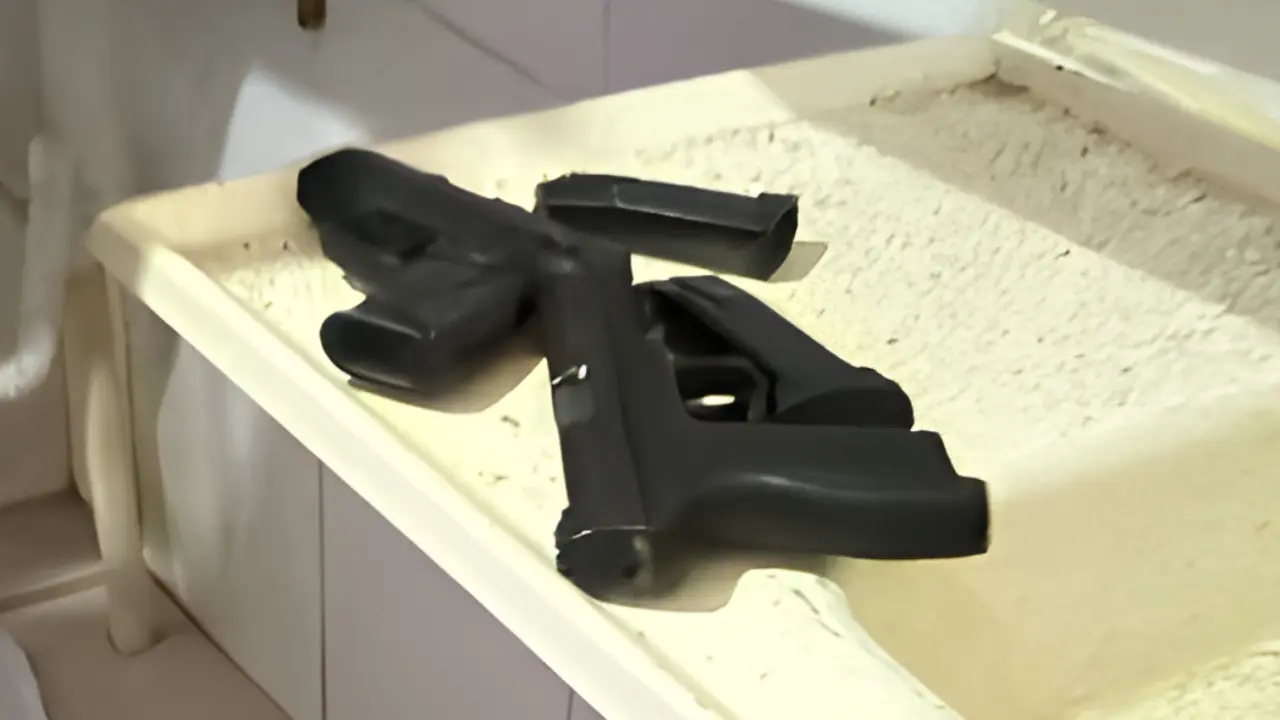 Armas apreendidas no dia do crime. (Reprodução)