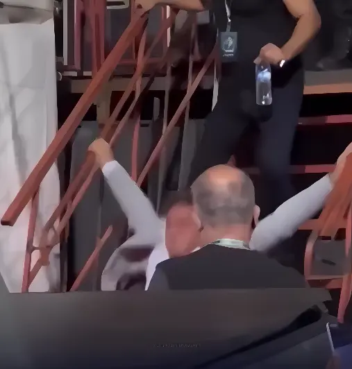 Leonardo cai de escada ao descer do palco e arranca risada de fãs