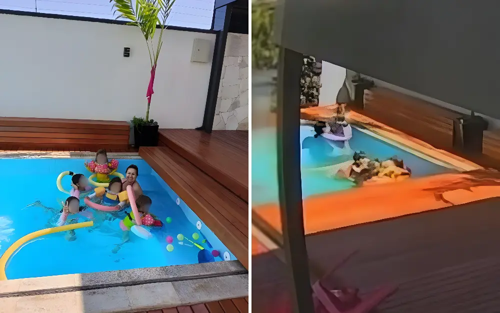 Avó salva netos de se afogarem em piscina; vídeo impressiona (Foto: Reprodução)Avó salva netos de se afogarem em piscina; vídeo impressiona (Foto: Reprodução)