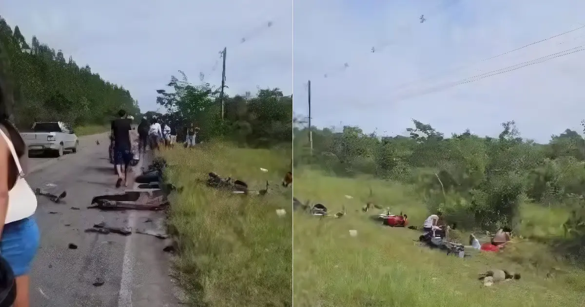 Batida entre carro e seis motos mata dois jovens e deixa oito feridos na Bahia (Foto: Reprodução/Redes Sociais)