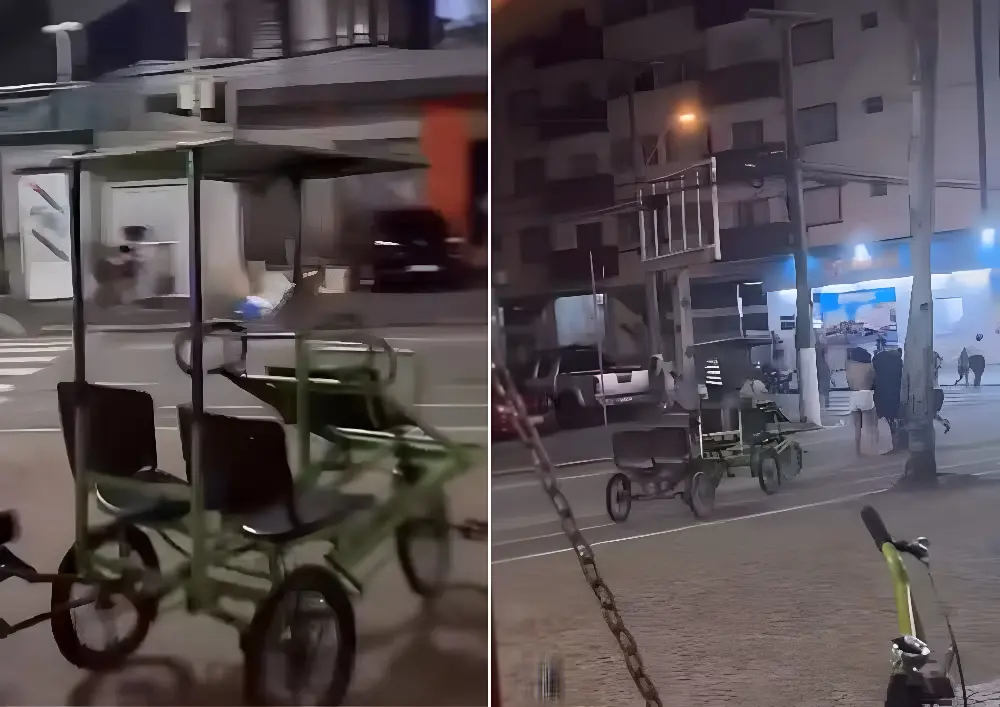 Vídeo: casal é atropelado por triciclo 'voador' (Foto: Reprodução)
