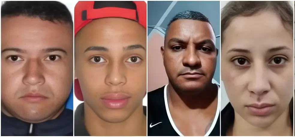 Da esquerda para a direita, Felipe Avelino da Silva, Flávio Henrique Ferreira de Souza, Luis Antonio Rodrigues de Miranda e Dahesly Oliveira Pires  (Foto: Divulgação/Polícia Civil SP)