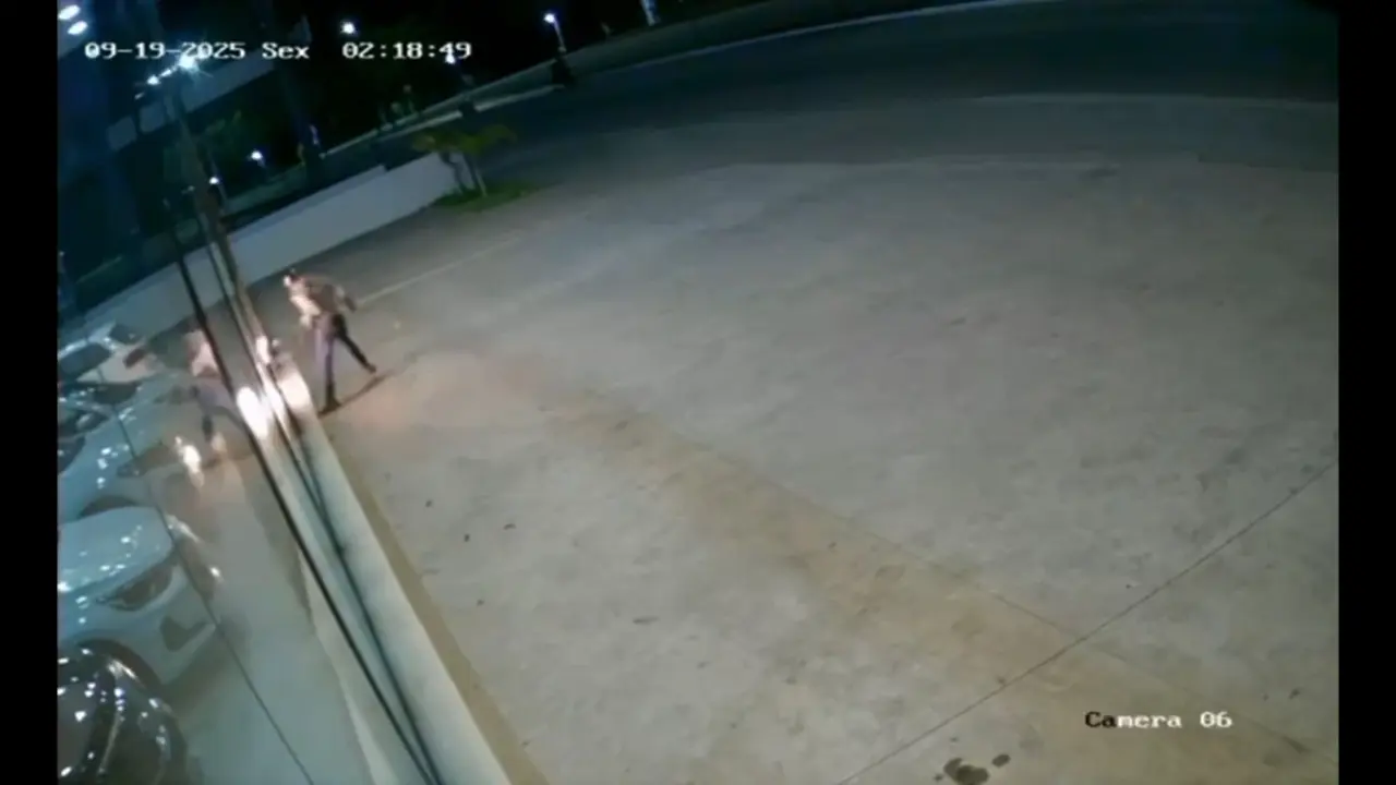 Vídeo mostra homem incendiando carros em concessionária. (Reprodução)