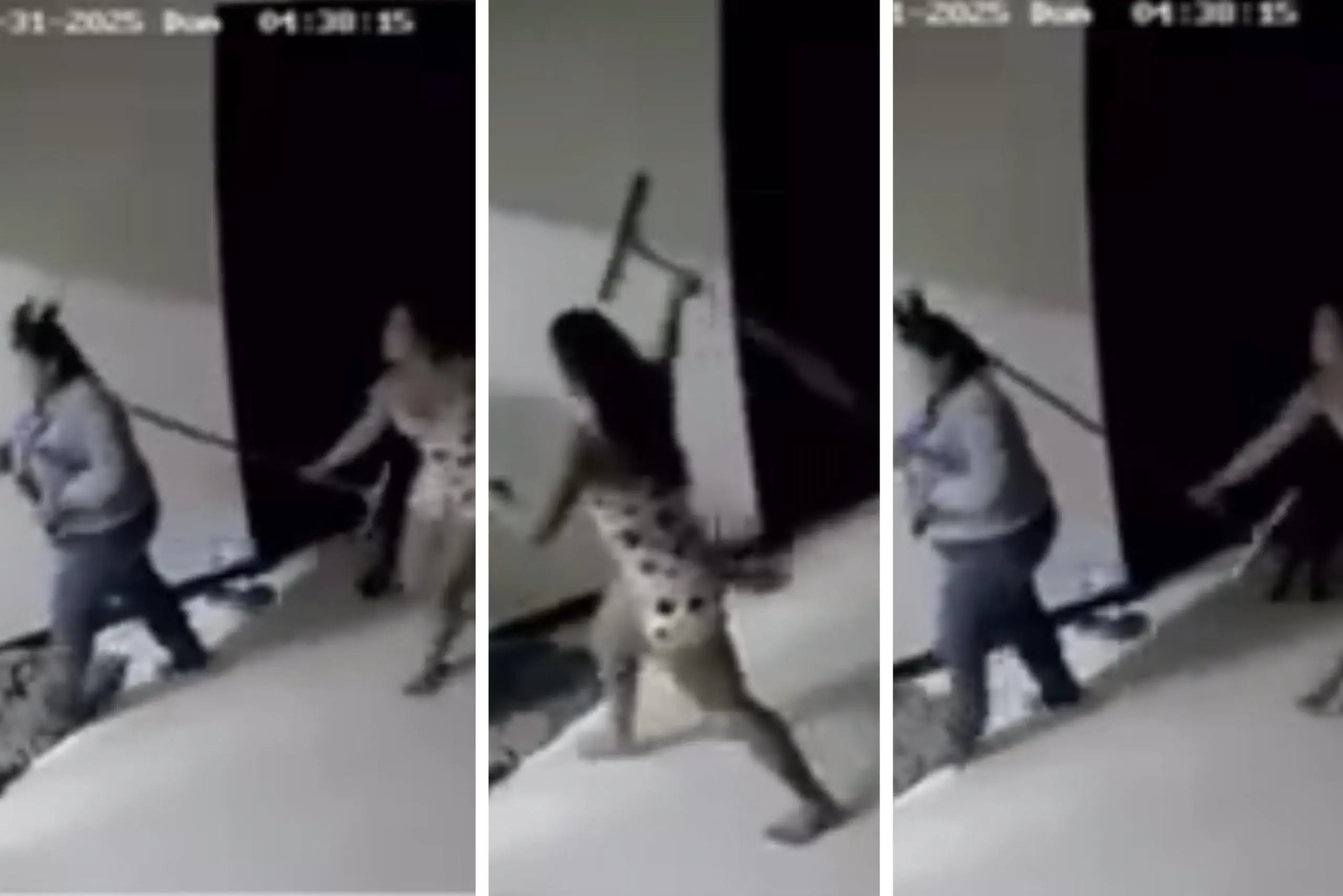 Mulher flagra marido com amiga e ataca os dois com cabo de vassoura