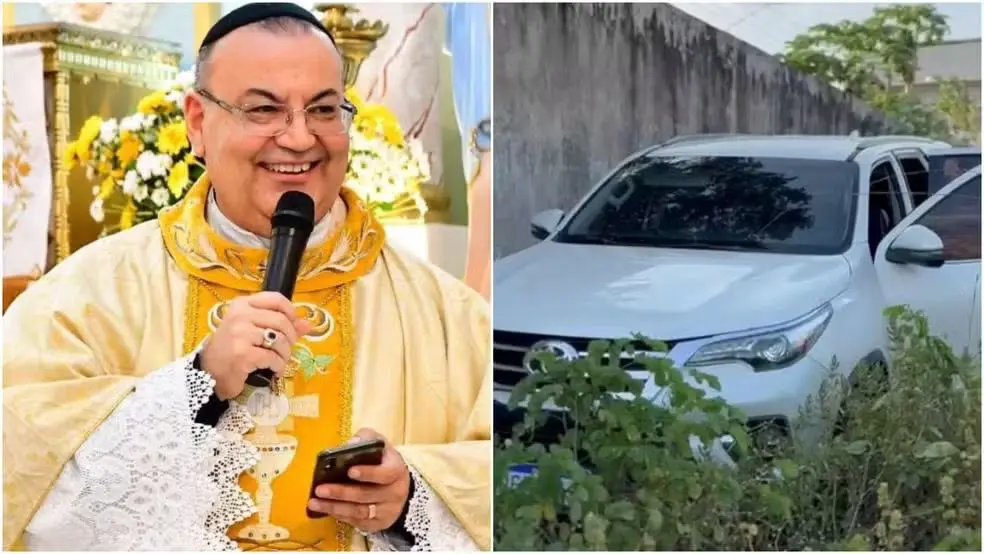 Padre Emídio Moura, da Paróquia de Frecheirinha, é feito refém durante assalto na casa paroquial. — (Foto: William Brener)