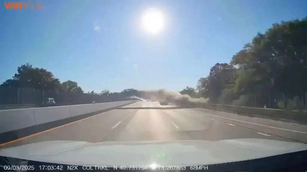 Carro 'voa' sobre rodovia após motorista sofrer convulsão (Foto: Reprodução/NY Post)