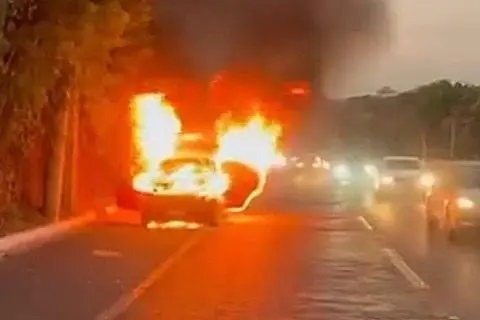 Motorista arrisca a vida para salvar mãe e bebê de carro em chamas; imagens fortes (Foto: Reprodução/Redes sociais)
