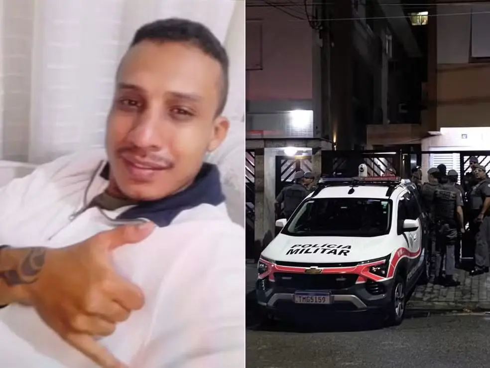 Nícolas Andrade Campos, de 27 anos, morreu após ser baleado pela PM em Santos (SP) — Foto: Reprodução e Vinícius Farias/TV Tribuna