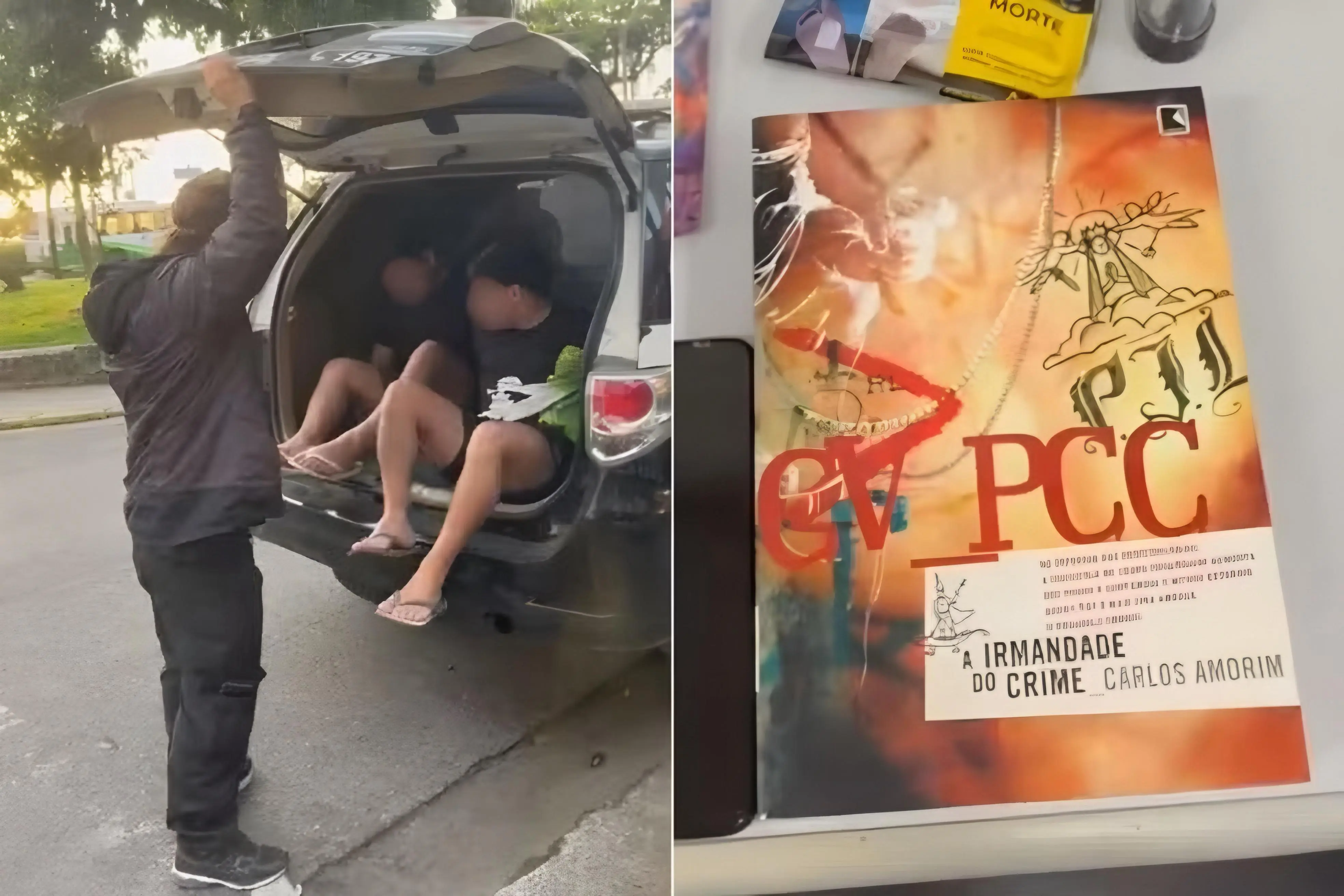 Irmãos foram presos em Santos (SP) com livro sobre as maiores facções do Brasil — Foto: Polícia Civil/Divulgação