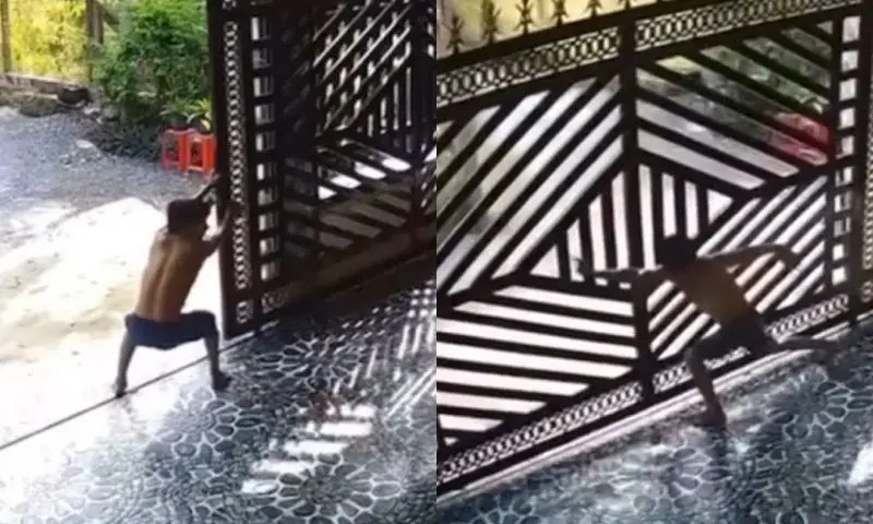 Brincadeira inocente entre pai e filho termina em desastre (Foto: Reprodução/Redes sociais)