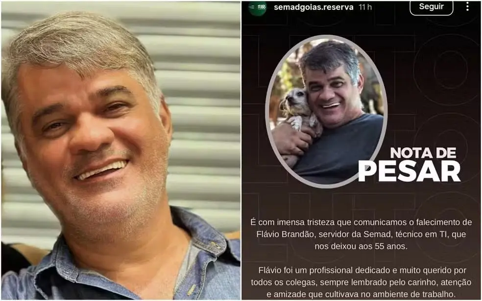 Flávio tinha 55 anos e era técnico em TI na Semad — Foto: Arquivo pessoal/ Tatiuci Fernanda e Reprodução/ Redes Sociais