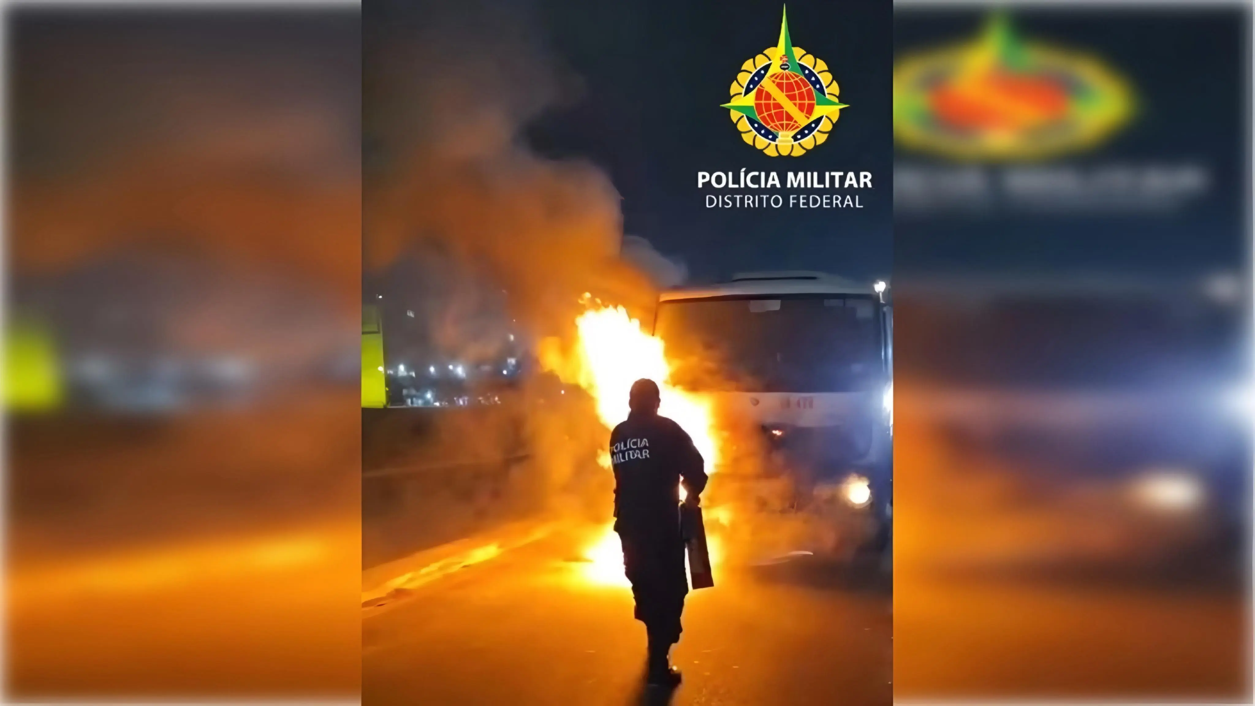 Caminhão pega fogo em frente ao palácio do Itamaraty (Foto: Divulgação/PMDF)