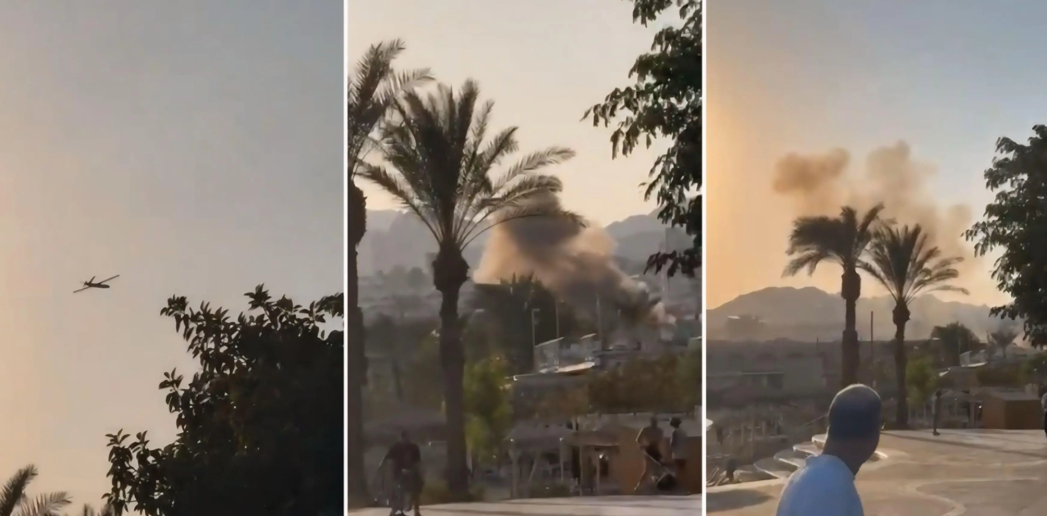 Um drone disparado pelo grupo Houthi, do Iêmen, atingiu a cidade turística israelense de Eilat durante o feriado do Rosh Hashaná. Imagem-Reprodução: Redes Sociais 