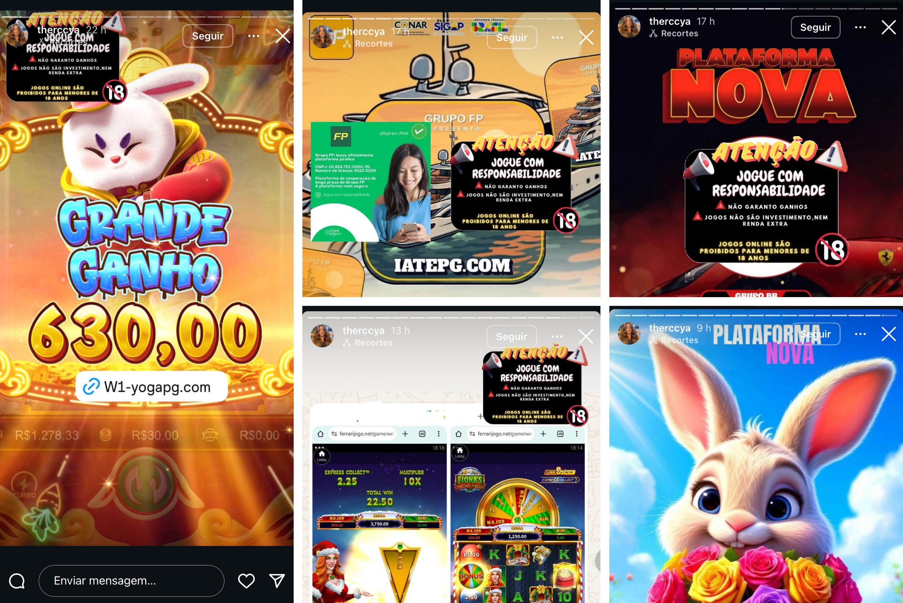 Prints dos stories da influenciadora Therccya Ribeiro, investigada na operação "Jogo Sujo 3"