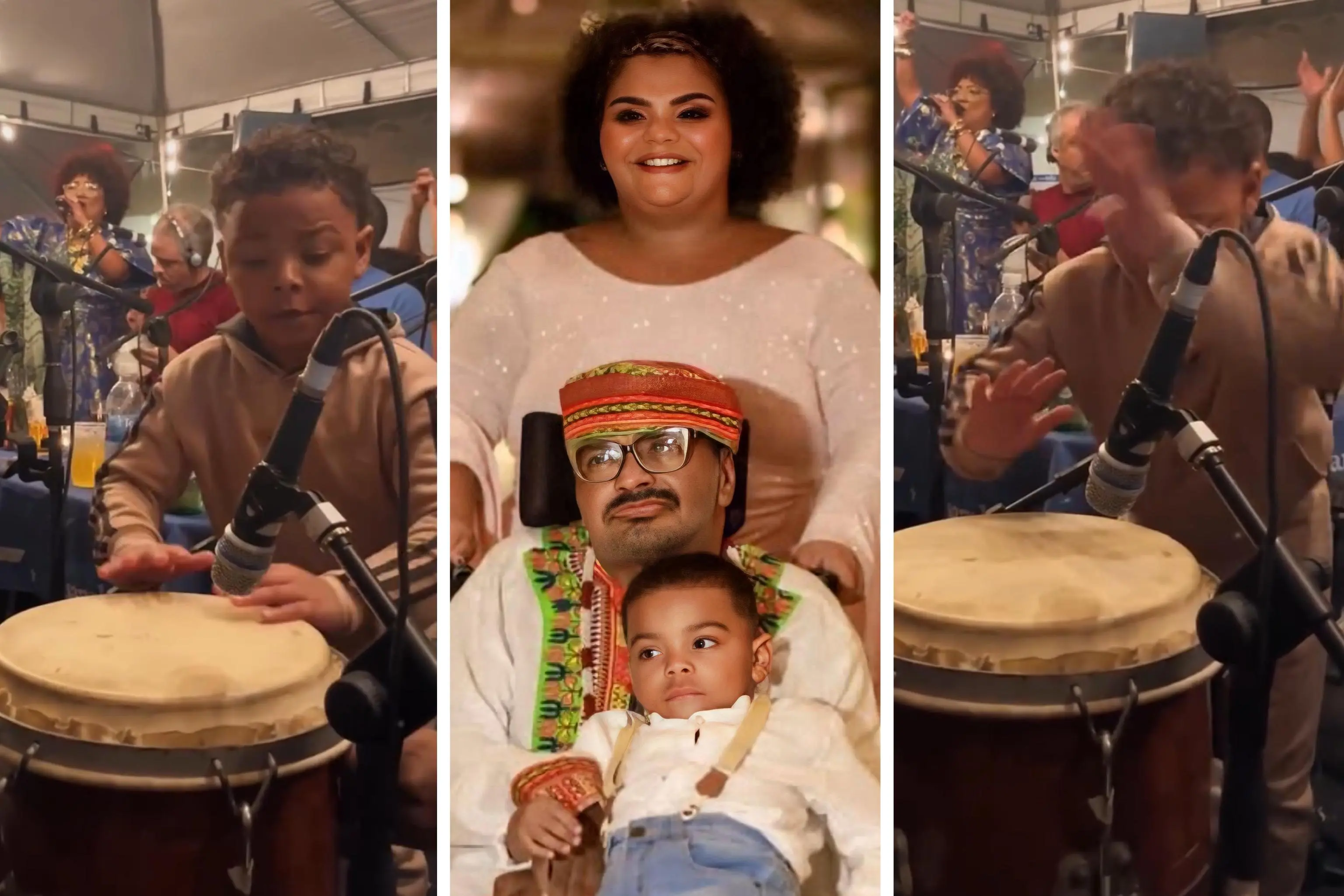 Ridan, neto de Arlindo Cruz e a mãe Flora Cruz - Imagem/Reprodução; Redes Sociais 