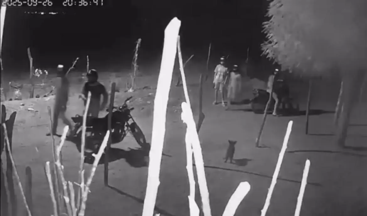 Veja o momento em que criminosos armados cercam casa e efetuam ataque (Foto: Câmeras de Segurança)