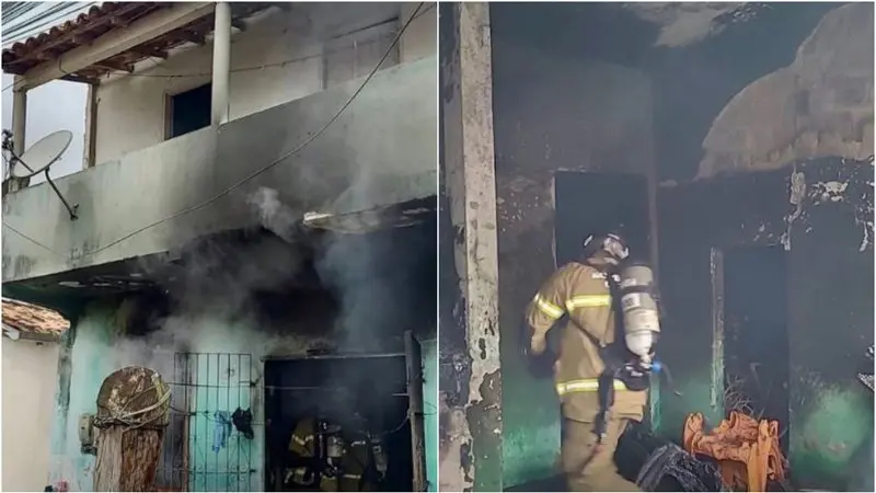 Incêndio em Porto Seguro (BA) começou quando um grupo de crianças brincava com um isqueiro sobre uma cama. Divulgação/Corpo de Bombeiros