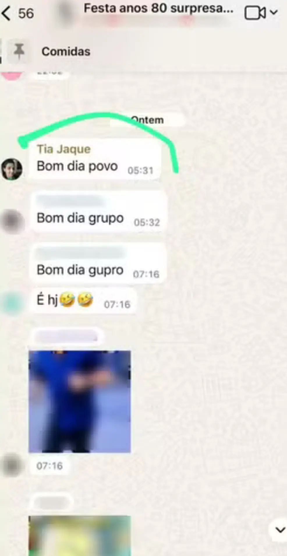 mensagens enviadas ao grupo da família pelo assassino