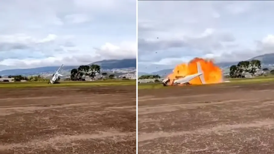 Avião explode apos decolagem; veja vídeo