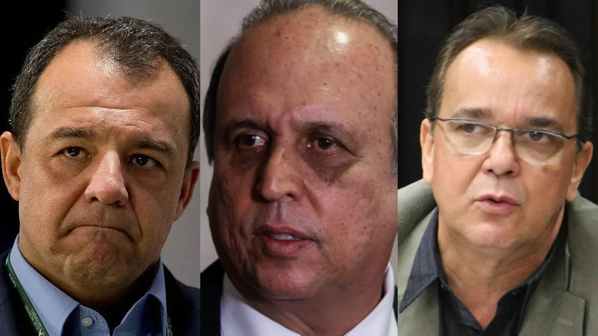 Sérgio Cabral (à esquerda), Pezão (centro) e Hudson Braga (à direita). Reprodução