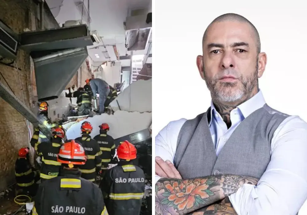 Prédio do restaurante do chef Fogaça desaba após explosão - Corpo de Bombeiros/ Divulgação
