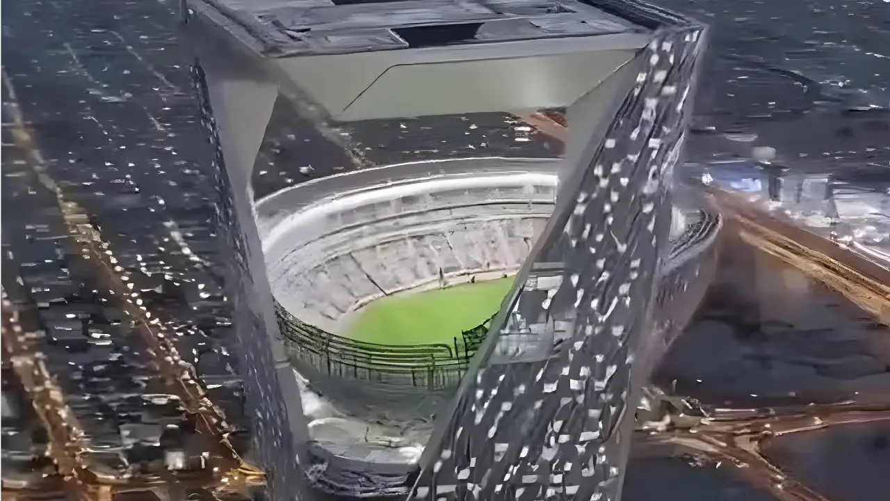 Primeiro estádio suspenso do mundo será construído no topo de um prédio na Arábia Saudita. Imagens impressionam