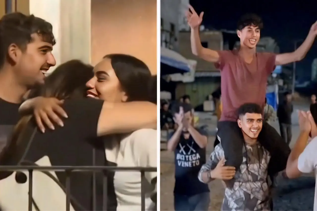 Palestinos comemoram cessar-fogo entre Israel e Hamas || Foto-MontagemReprodução: Redes Sociais 
