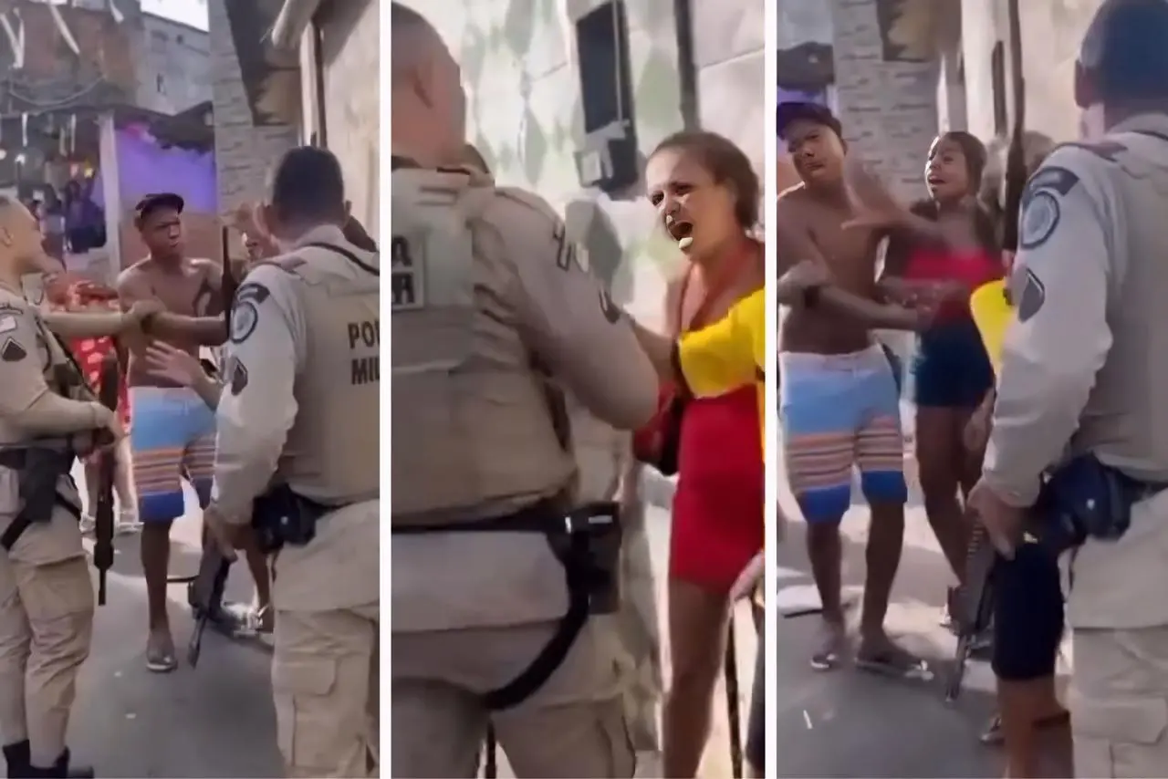 Policial da tapa em mulher em festa do Dia das Crianças || Reprodução: Internet 