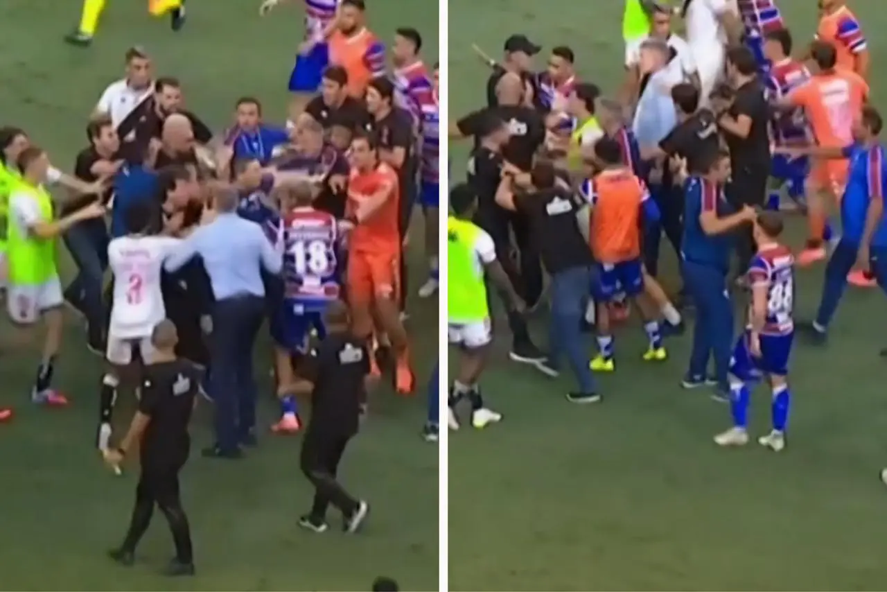 Confusão generalizada em partida Fortaleza X Vasco || Reprodução: Premiere 