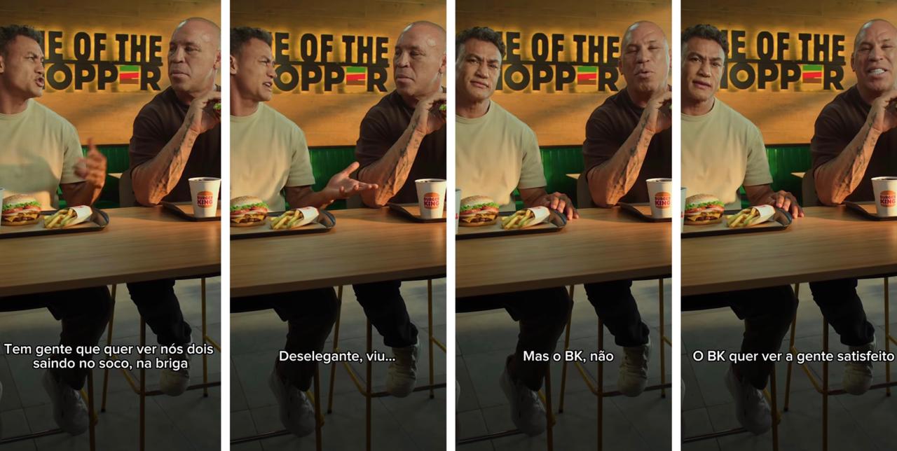 Popó e Wanderlei Silva em campanha publicitária para o Burger King - Reprodução: Redes Sociais 