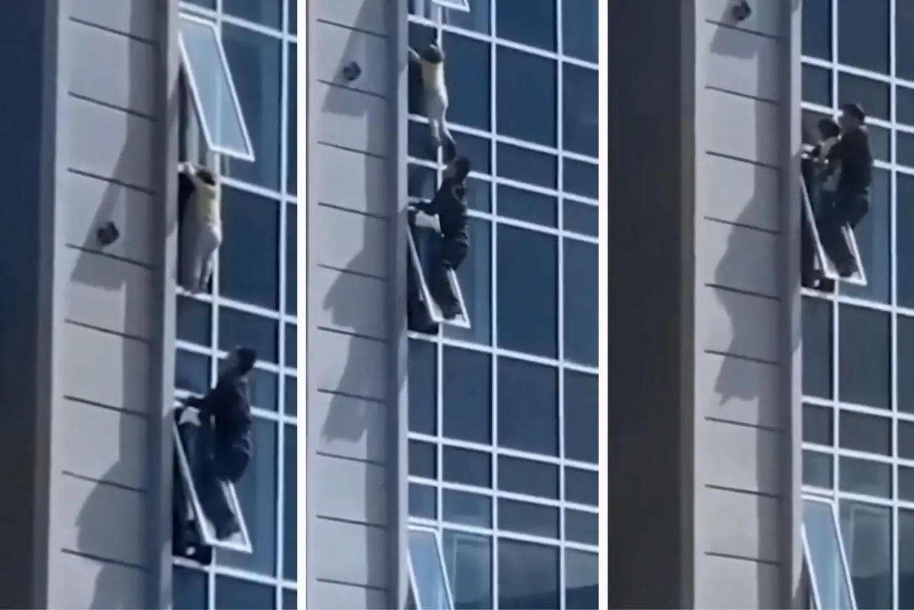 Homem salva criança do parapeito do oitavo andar de um prédio || Reprodução: Redes Sociais 