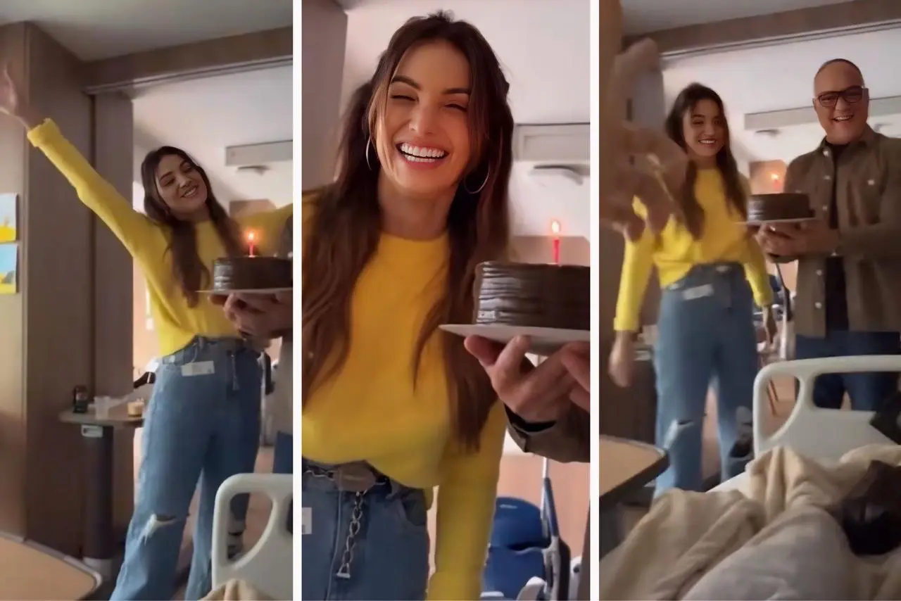 Patrícia Poeta comemora aniversário com filho e ex-marido no hospital || Reprodçãao: Redes Sociais 