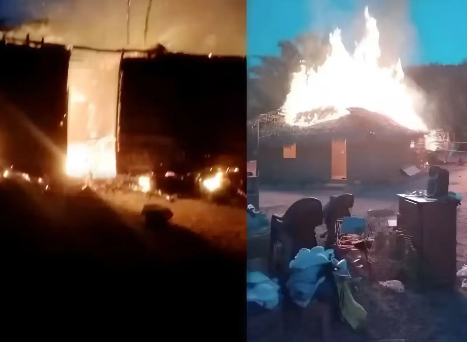 Incêndio destrói casa durante fabricação de azeite artesanal (Foto: Reprodução/G1)