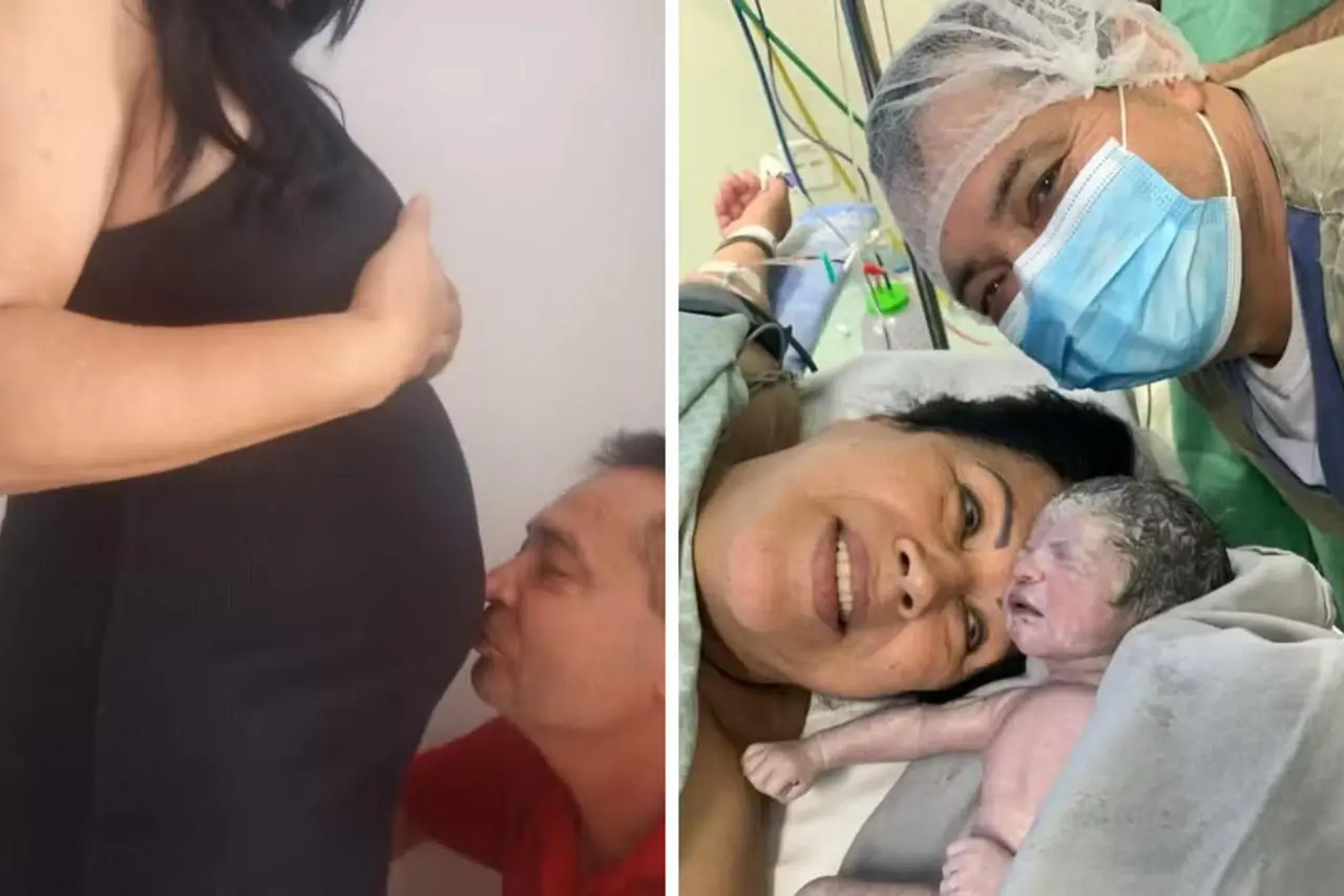 Gravidez na terceira idade - Carmelina dá a luz a sexta filha - Reprodução: G1-Arquivo Pessoal do Casal 
