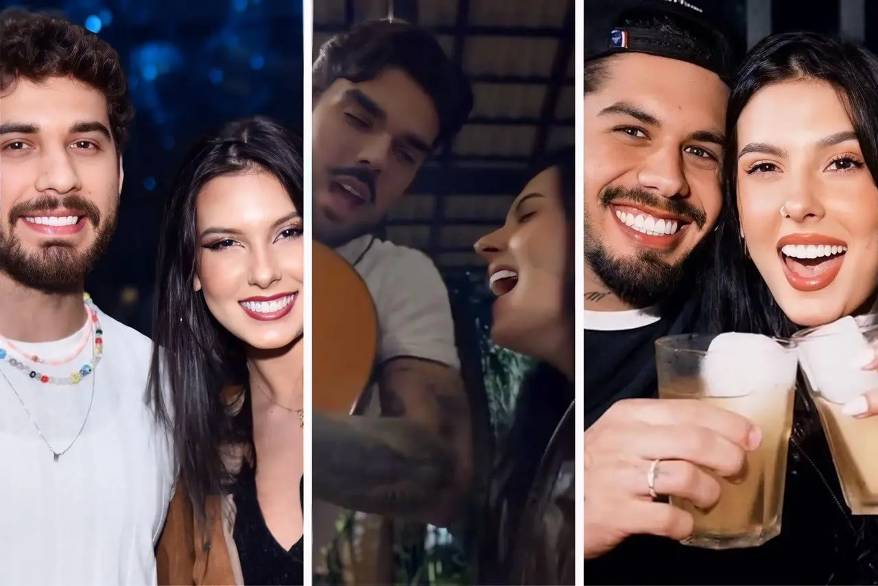 FotoMontagem com: Gustavo Mioto - Ana Castela- Luan Pereira - Zé Felipe - Reprodução: Redes Sociais 