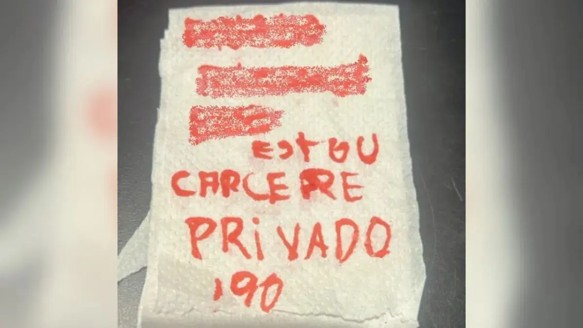 Pedido de ajuda improvisado em papel higiênico ajudou a resgatar mulher mantida em cárcere privado - Foto: divulgação/PMSC