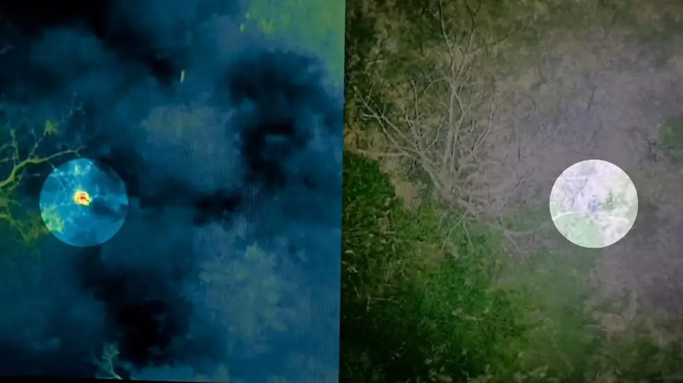 O drone com sensor térmico permite identificar pontos em que as pessoas estejam circulando mesmo à noite. — Foto: Reprodução