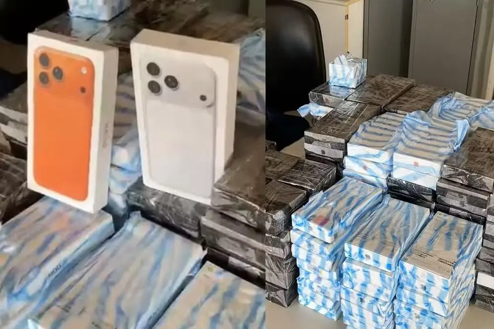 Casal foi preso no Mato Grosso do Sul com carga de R$ 1,7 milhão em produtos da Apple (Foto: PRF / Reprodução)