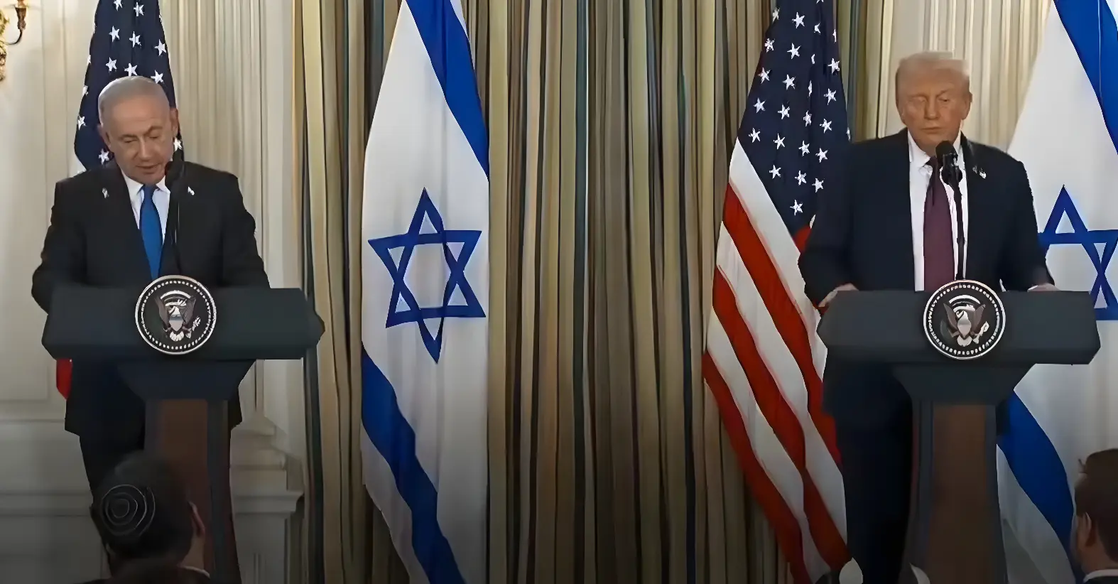 Primeiro ministro de Israel, Benjamin Netanyahu, ao lado do presidente dos Estados Unidos, Donald Trump (Foto: Reprodução / Redes Sociais)