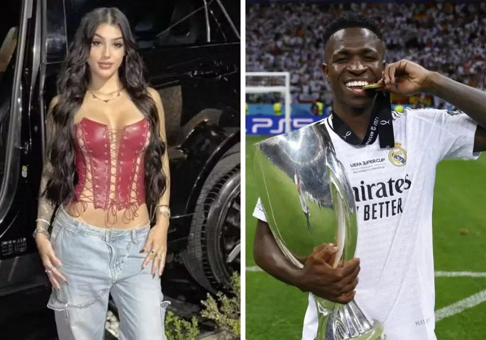 Após polêmica com Vini Jr., Bia Miranda é flagrada em jantar com homem de camisa do Real Madrid. Veja vídeo