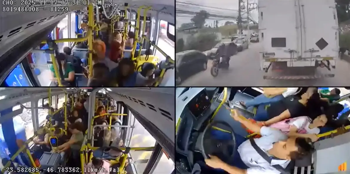 Motorista perdeu controle do ônibus e 13 pessoas ficaram feridas após acidentes (Foto: Reprodução)