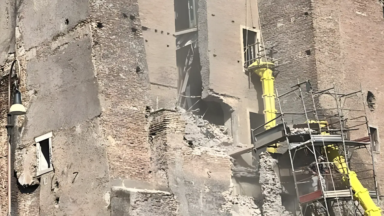 Parte de torre histórica na Itália desaba e deixa trabalhadores feridos; veja as imagens
